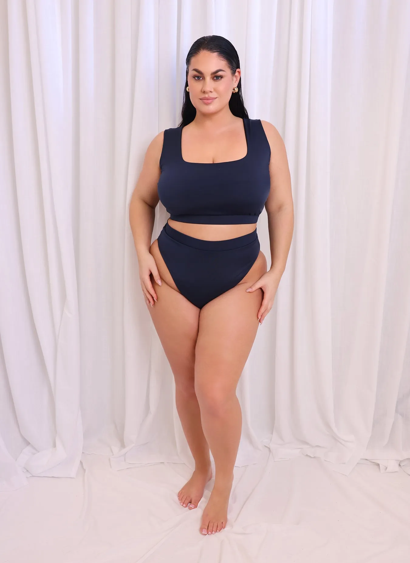 Essential High Waist Bikini Bottom - Navy sold by Rebdolls product image thumbnail 2
