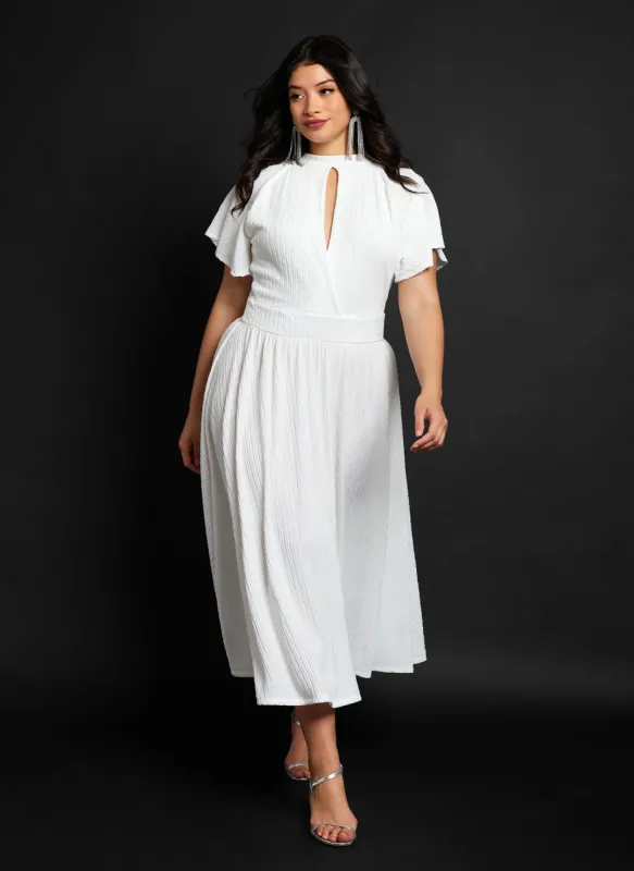 Rori Textured Keyhole Midi A Line Dress sold by Rebdolls