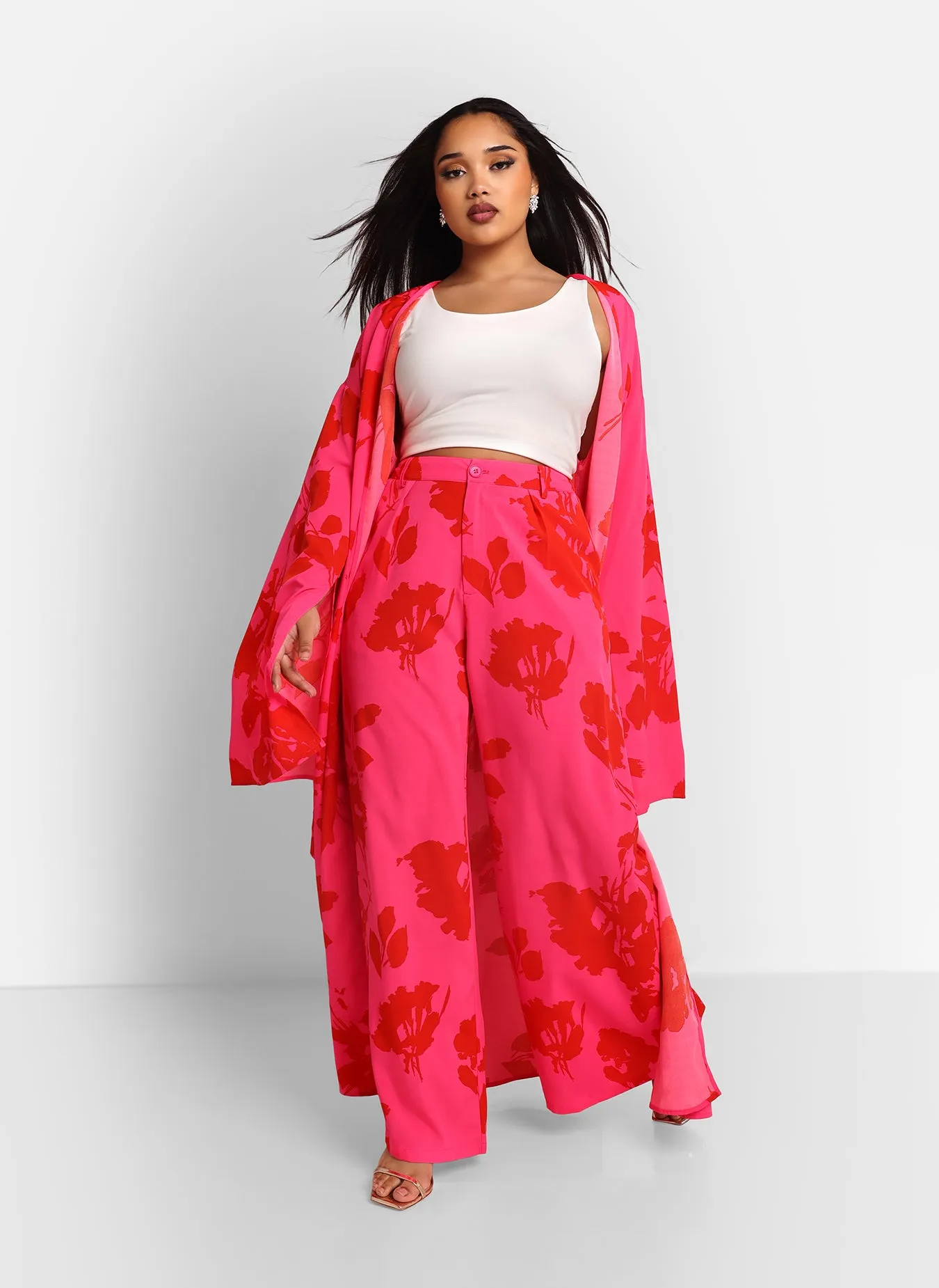 Carissa Floral Print Wide Leg Trousers W. Pockets sold by Rebdolls