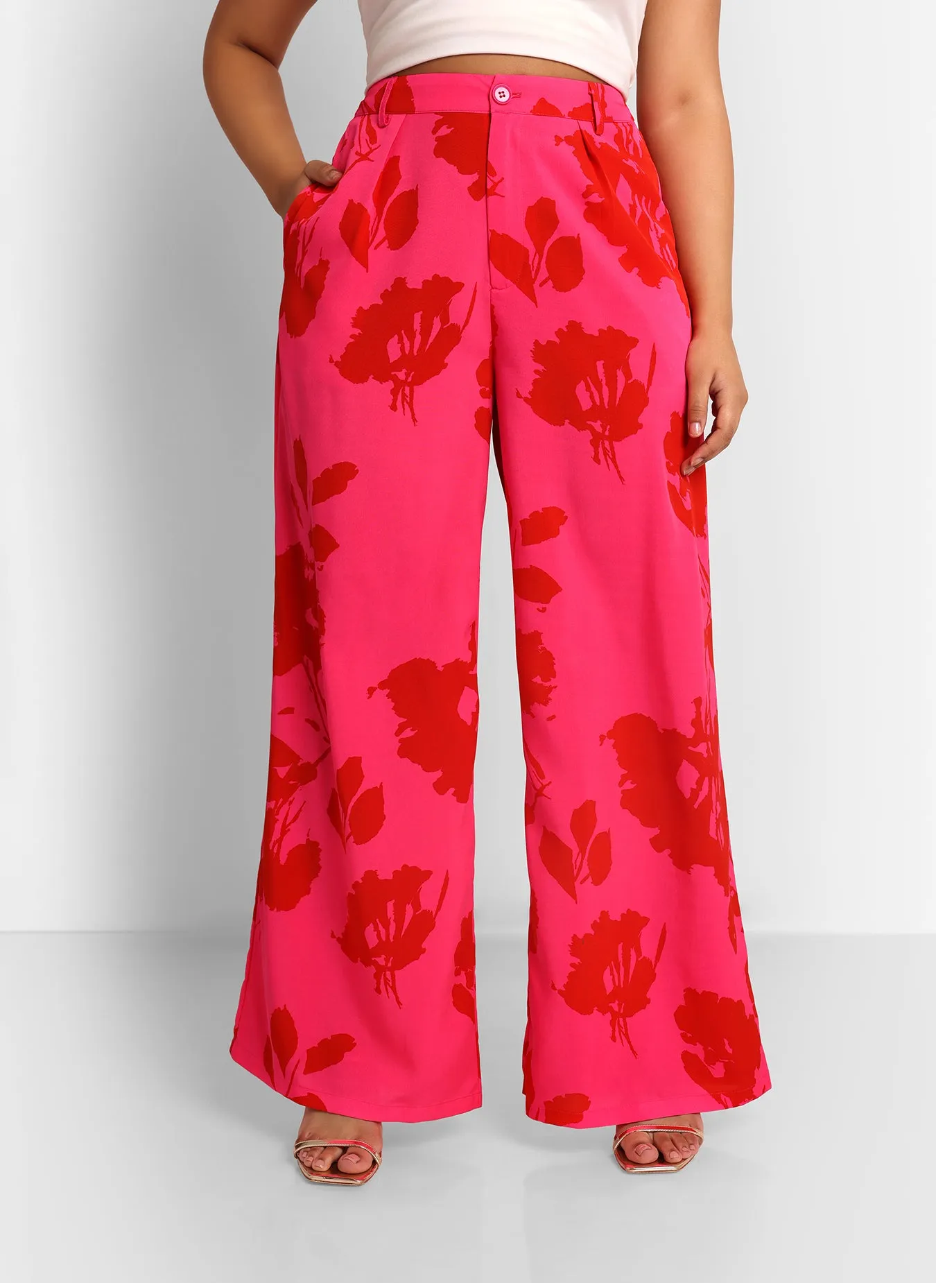 Carissa Floral Print Wide Leg Trousers W. Pockets sold by Rebdolls product image thumbnail 4