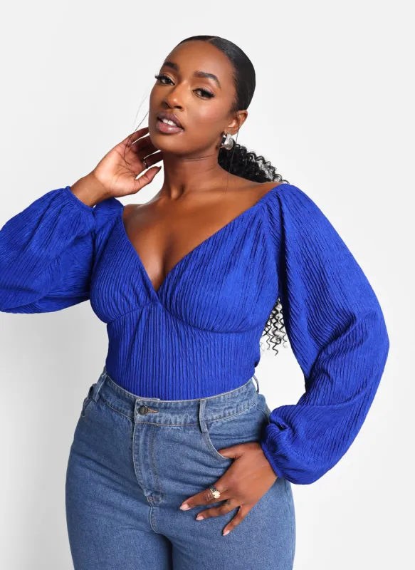 Tilda Textured Peasant Sleeve Bodysuit sold by Rebdolls