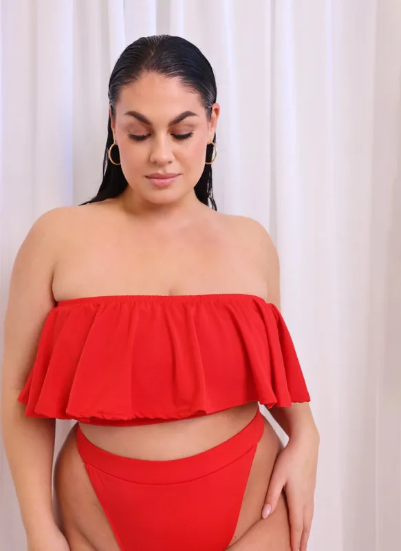 Sea Breeze Ruffle Bandeau Swim Top sold by Rebdolls