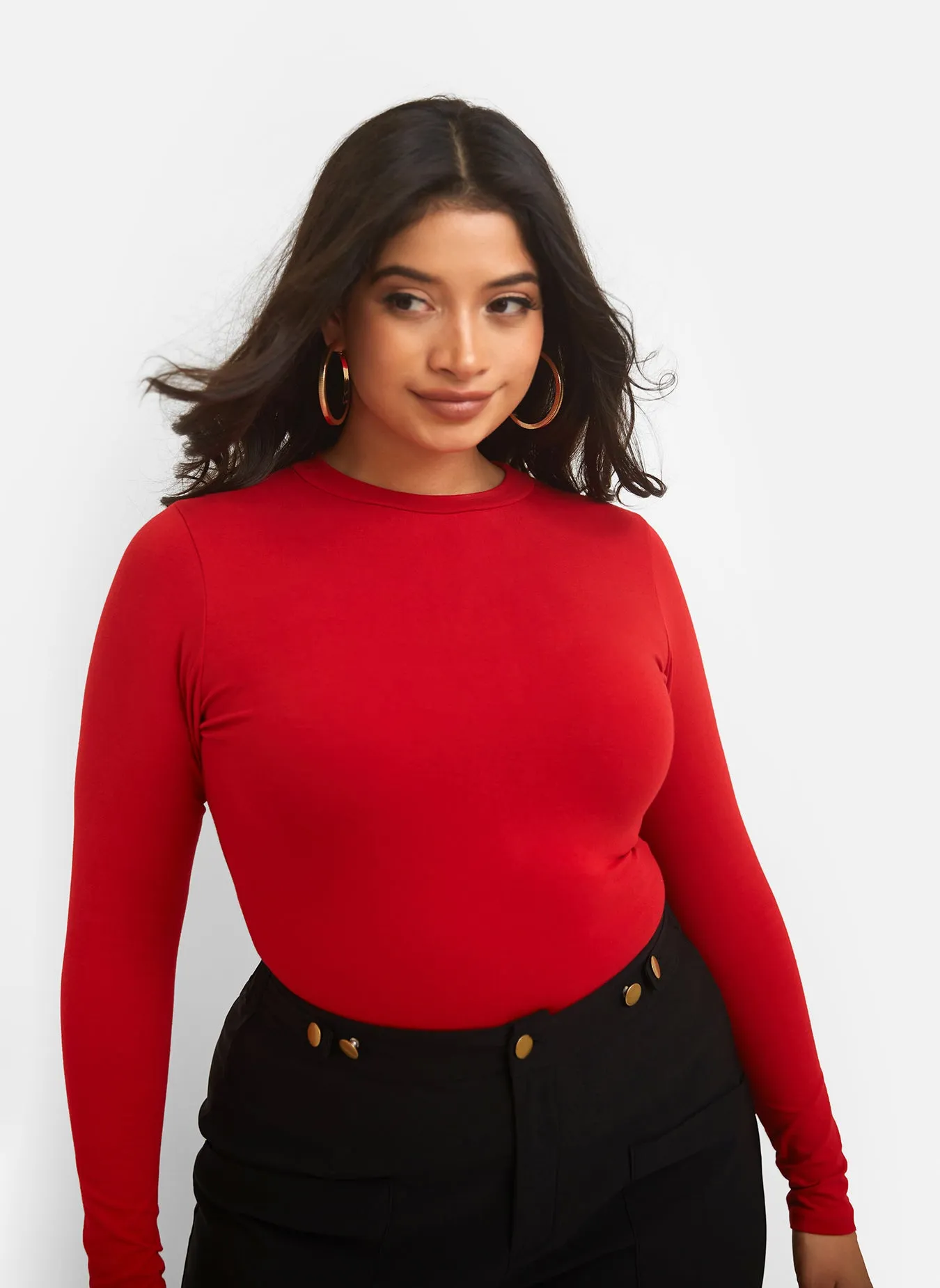 Essential Long Sleeve Crew Neck Top - Red sold by Rebdolls product image thumbnail 4