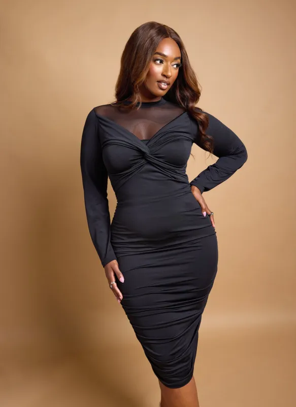 Addison Mesh Detail Midi Dress sold by Rebdolls