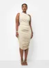 Karina Slinky One Shoulder Midi Bodycon Dress - Sand sold by Rebdolls