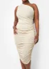 Karina Slinky One Shoulder Midi Bodycon Dress - Sand sold by Rebdolls