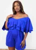 New Season Ruffle Wide Leg Romper - Royal Blue sold by Rebdolls