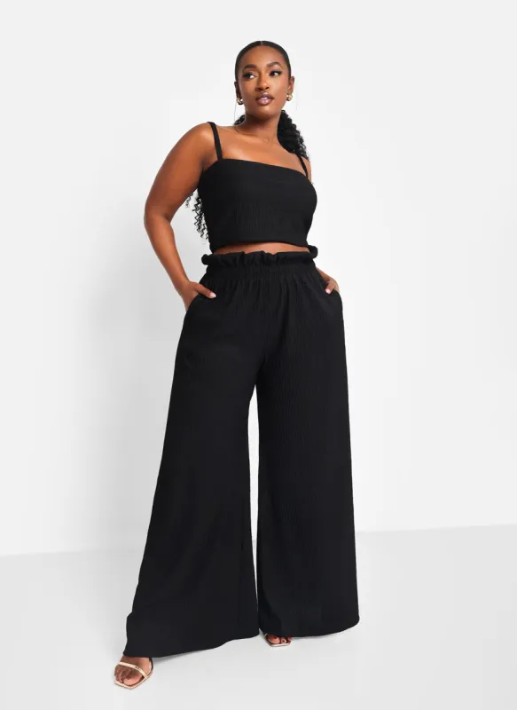 Janine Textured Wide Leg Pant W. Pockets sold by Rebdolls