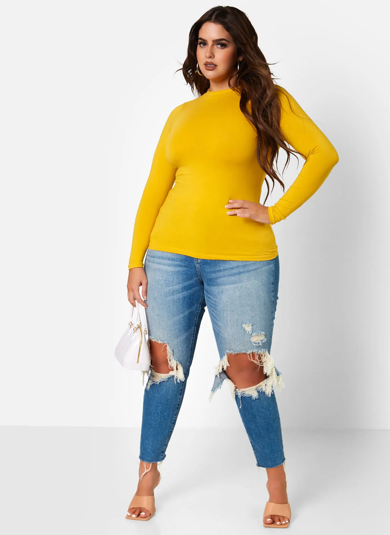 Essential Long Sleeve Crew Neck Top - Mustard sold by Rebdolls product image thumbnail 4