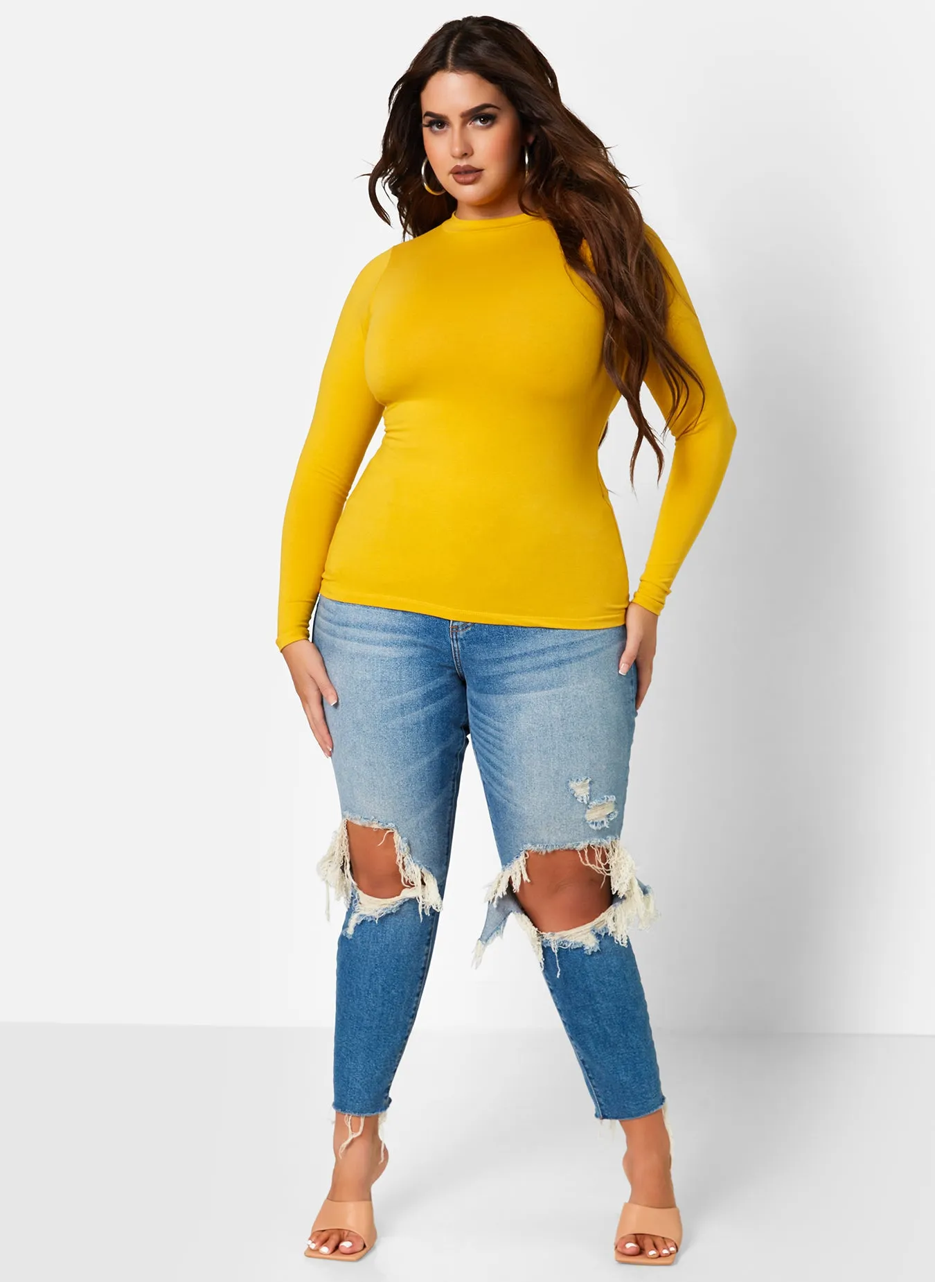 Essential Long Sleeve Crew Neck Top - Mustard sold by Rebdolls product image thumbnail 3