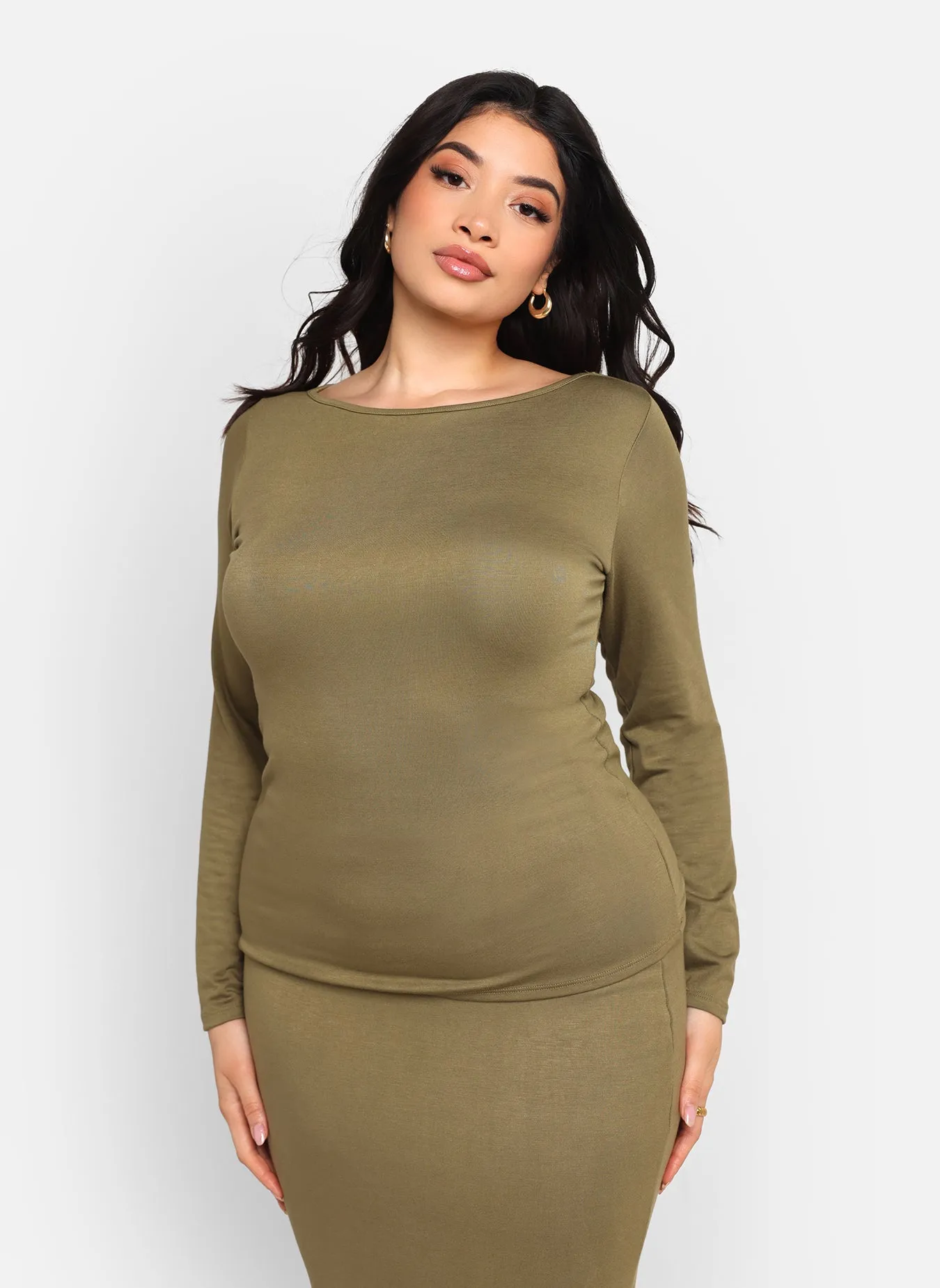 Claire Boat Neck Long Sleeve Top - Olive sold by Rebdolls product image thumbnail 5