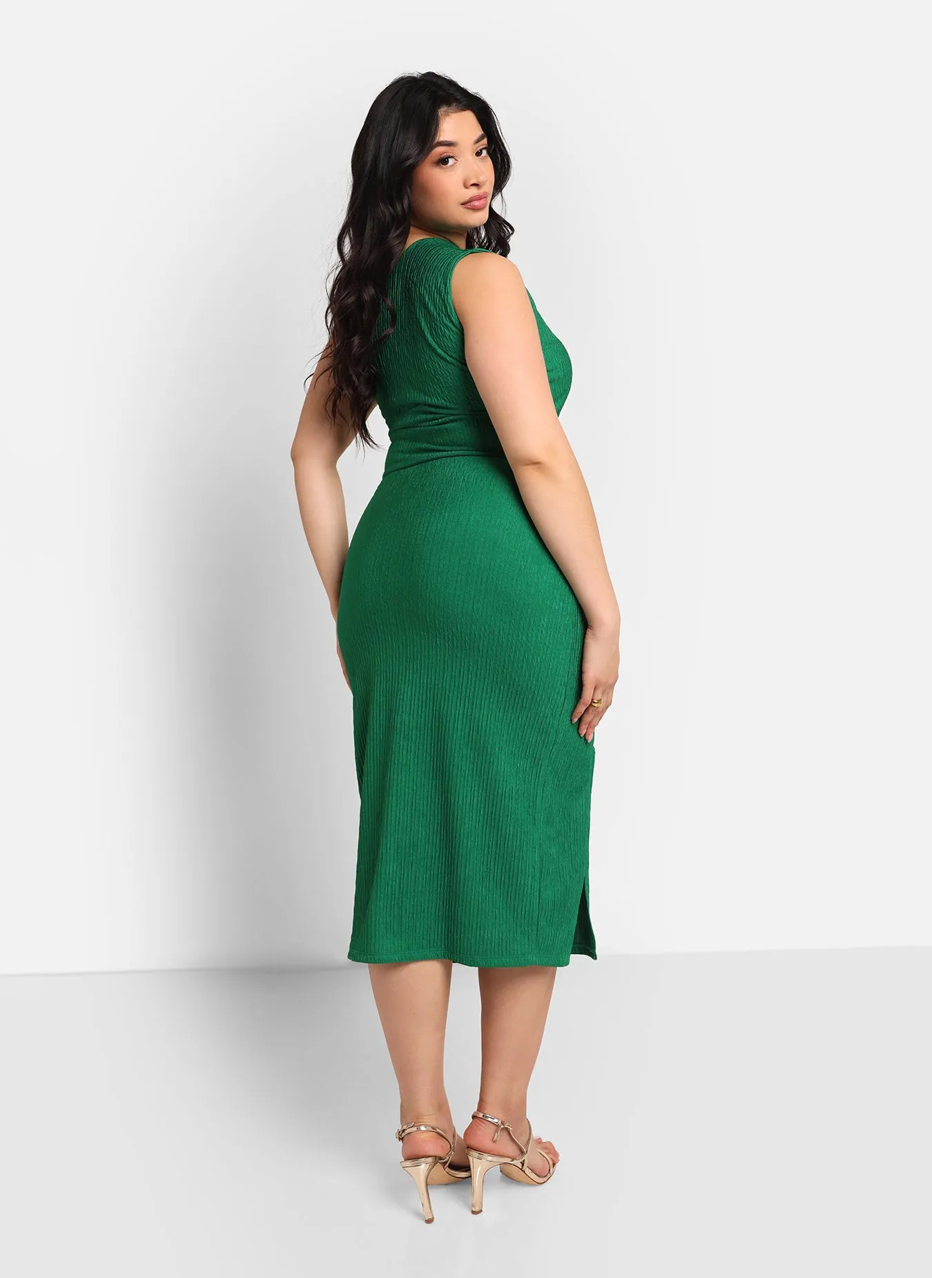 Francesca Textured One Shoulder Midi Bodycon Dress W. Slit sold by Rebdolls product image thumbnail 4