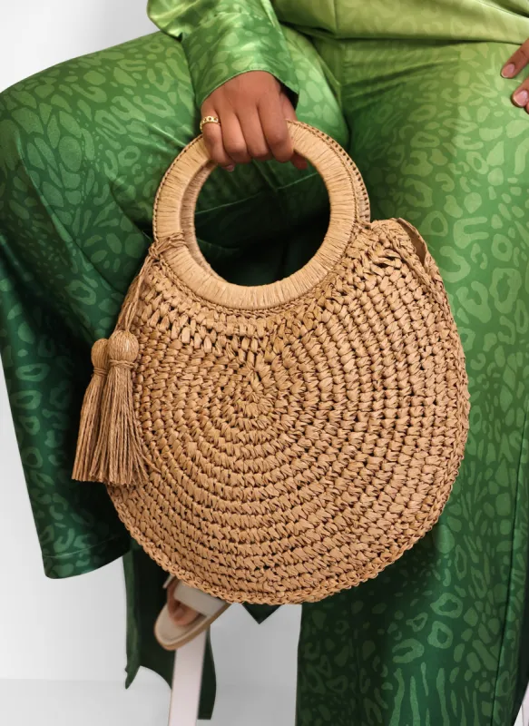 Straw Tassel O-Ring Tote sold by Rebdolls