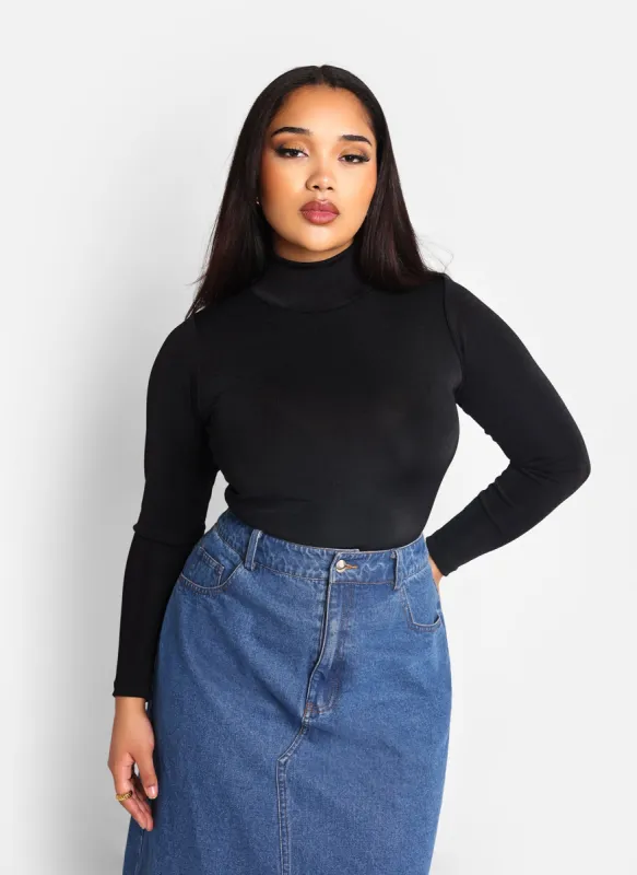 Essential Slinky Mock Neck Bodysuit - Black sold by Rebdolls