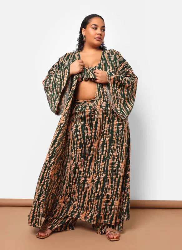Kadijah Abstract Print Longline Duster sold by Rebdolls
