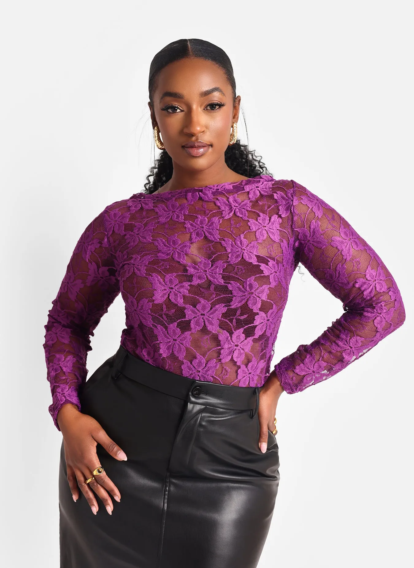 Rocsi Lace Boat Neck Top sold by Rebdolls