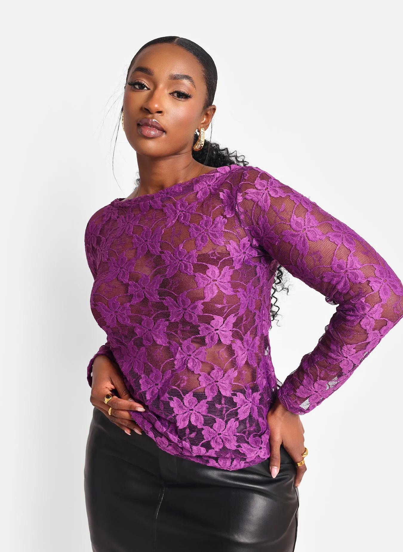 Rocsi Lace Boat Neck Top sold by Rebdolls product image thumbnail 3