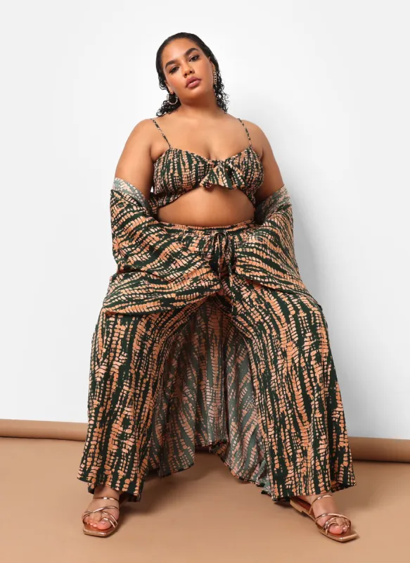 Kadijah Abstract Print Drawstring Wide Leg Pants W. Pockets sold by Rebdolls