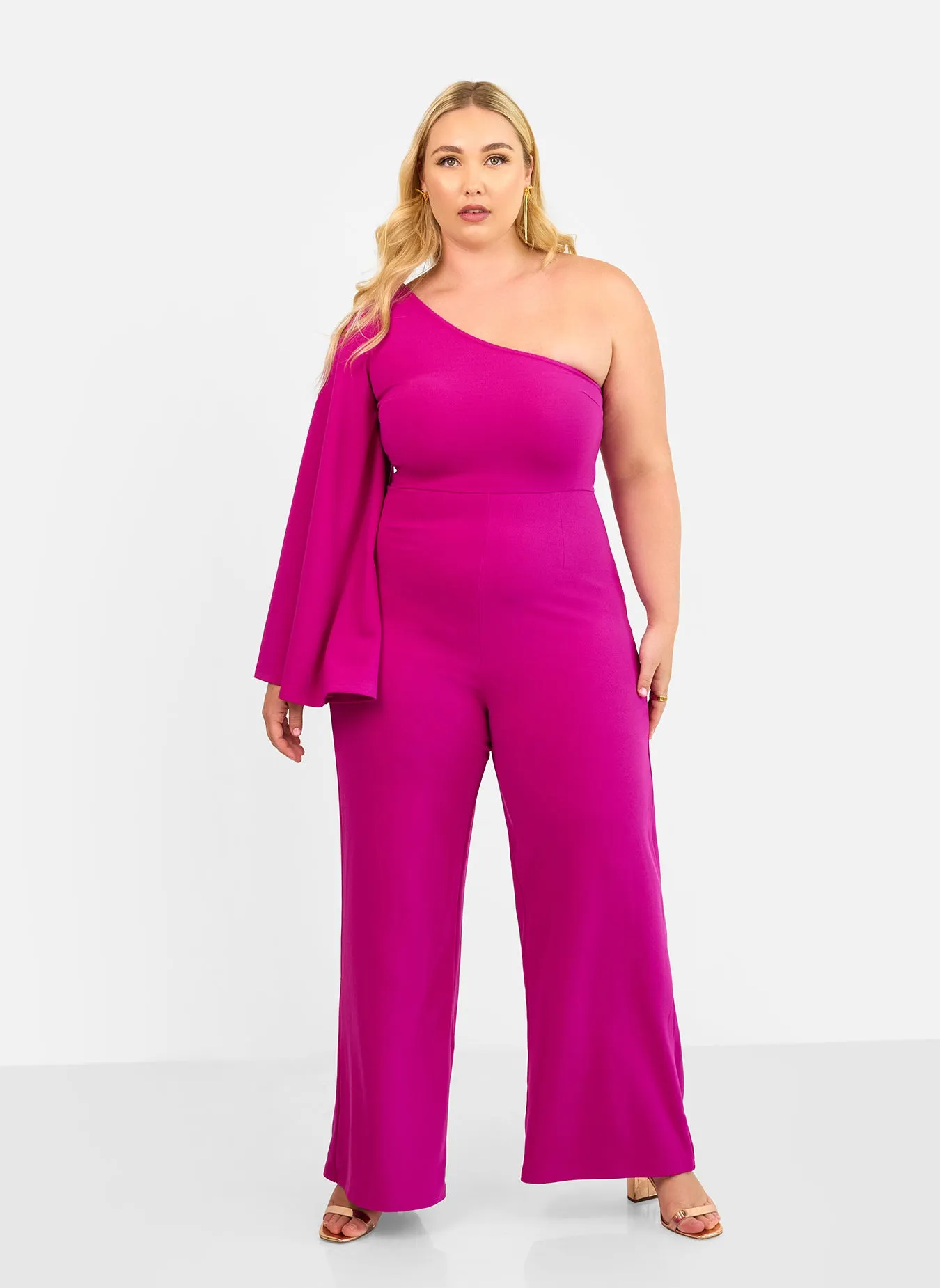 Opal Extreme Single Sleeve Wide Leg Jumpsuit - Magenta sold by Rebdolls product image thumbnail 2