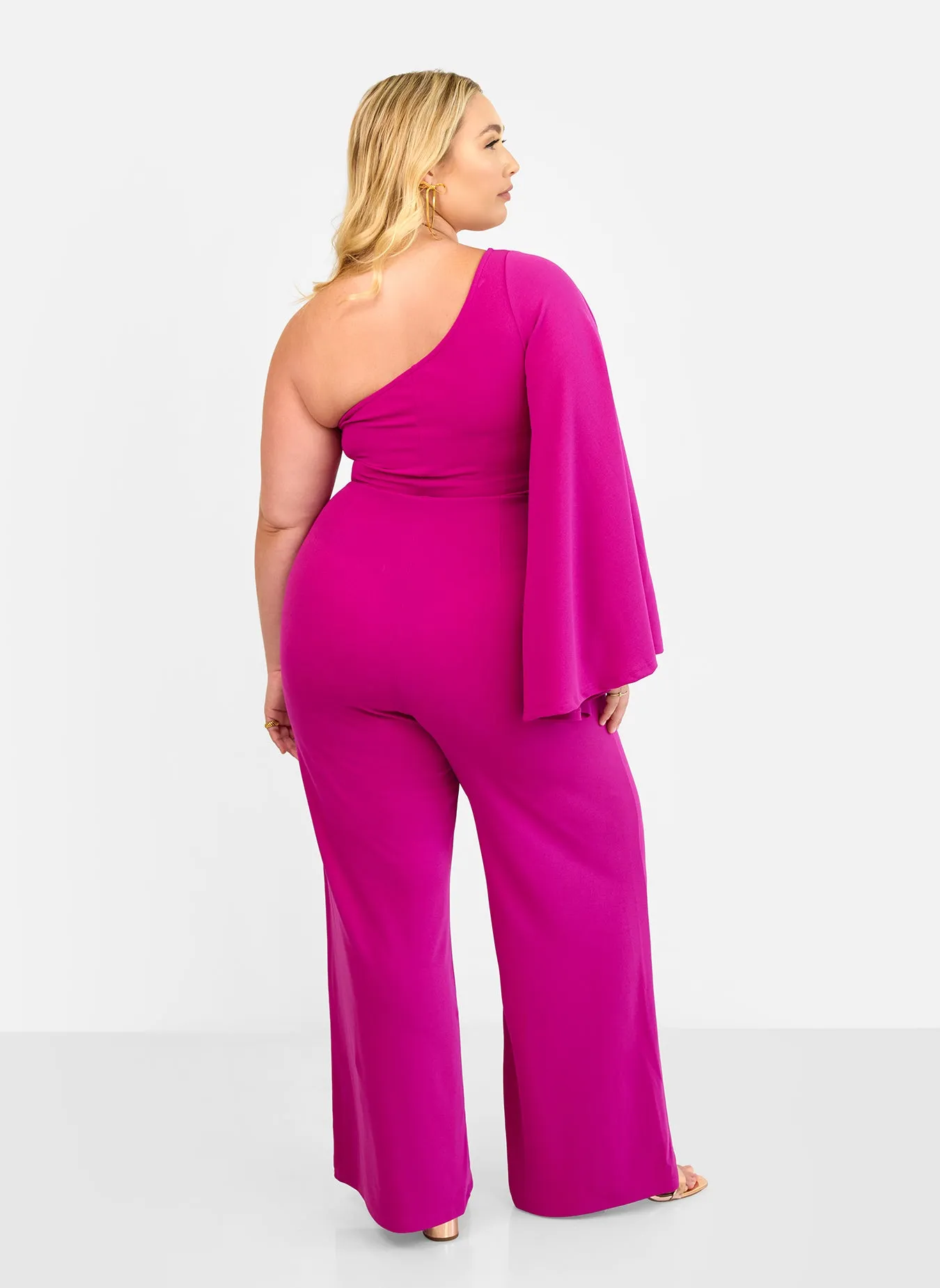 Opal Extreme Single Sleeve Wide Leg Jumpsuit - Magenta sold by Rebdolls product image thumbnail 4