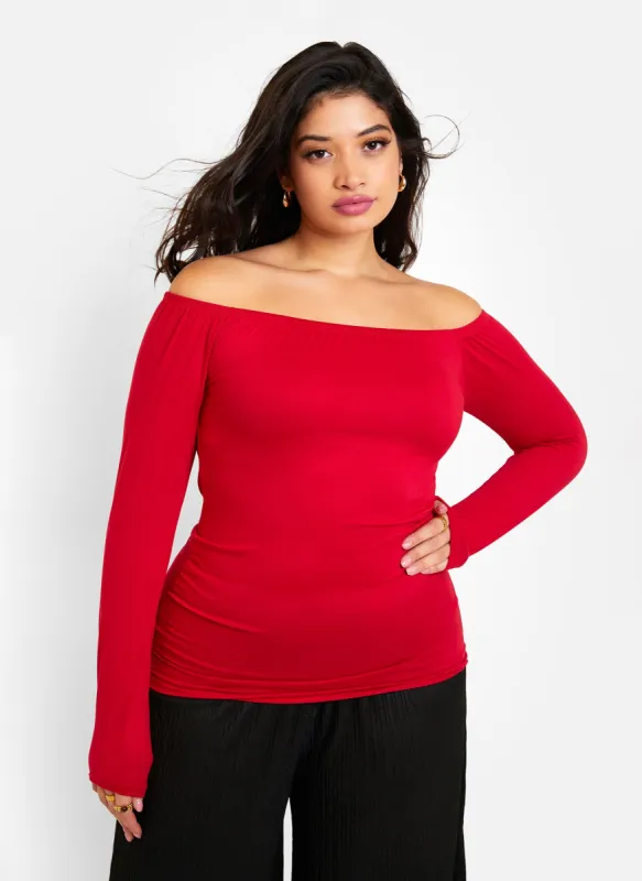 Essential Off Shoulder Top - Red sold by Rebdolls