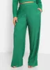 Abby Textured Wide Leg Pants W. Pockets - Forest Green sold by Rebdolls
