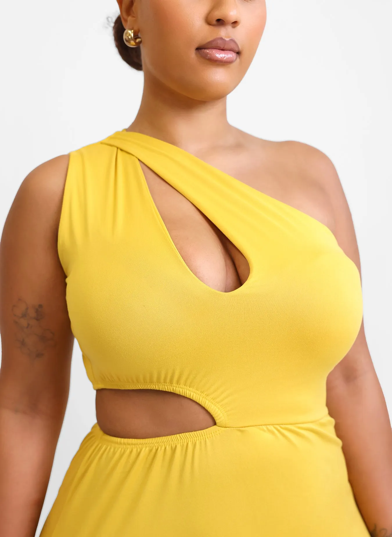Say More Cut Out A Line Maxi Dress - Mustard sold by Rebdolls product image thumbnail 3