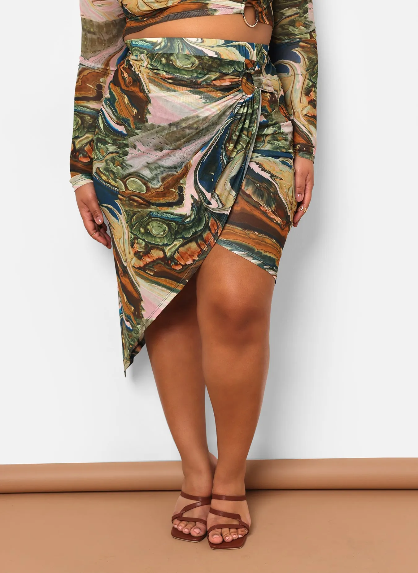Lana Mesh Abstract Print Midi Bodycon Skirt sold by Rebdolls product image thumbnail 4
