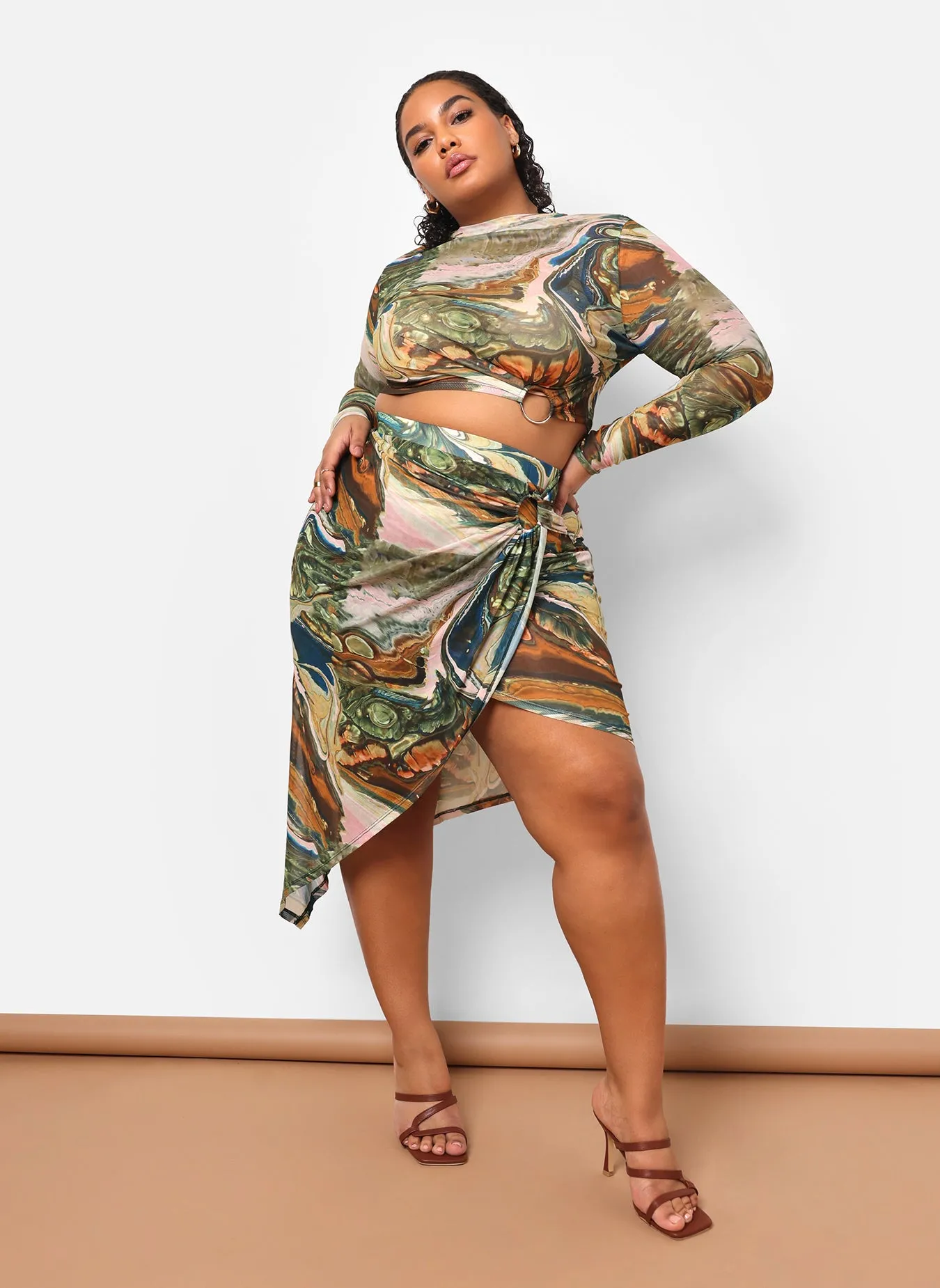 Lana Mesh Abstract Print Midi Bodycon Skirt sold by Rebdolls product image thumbnail 3