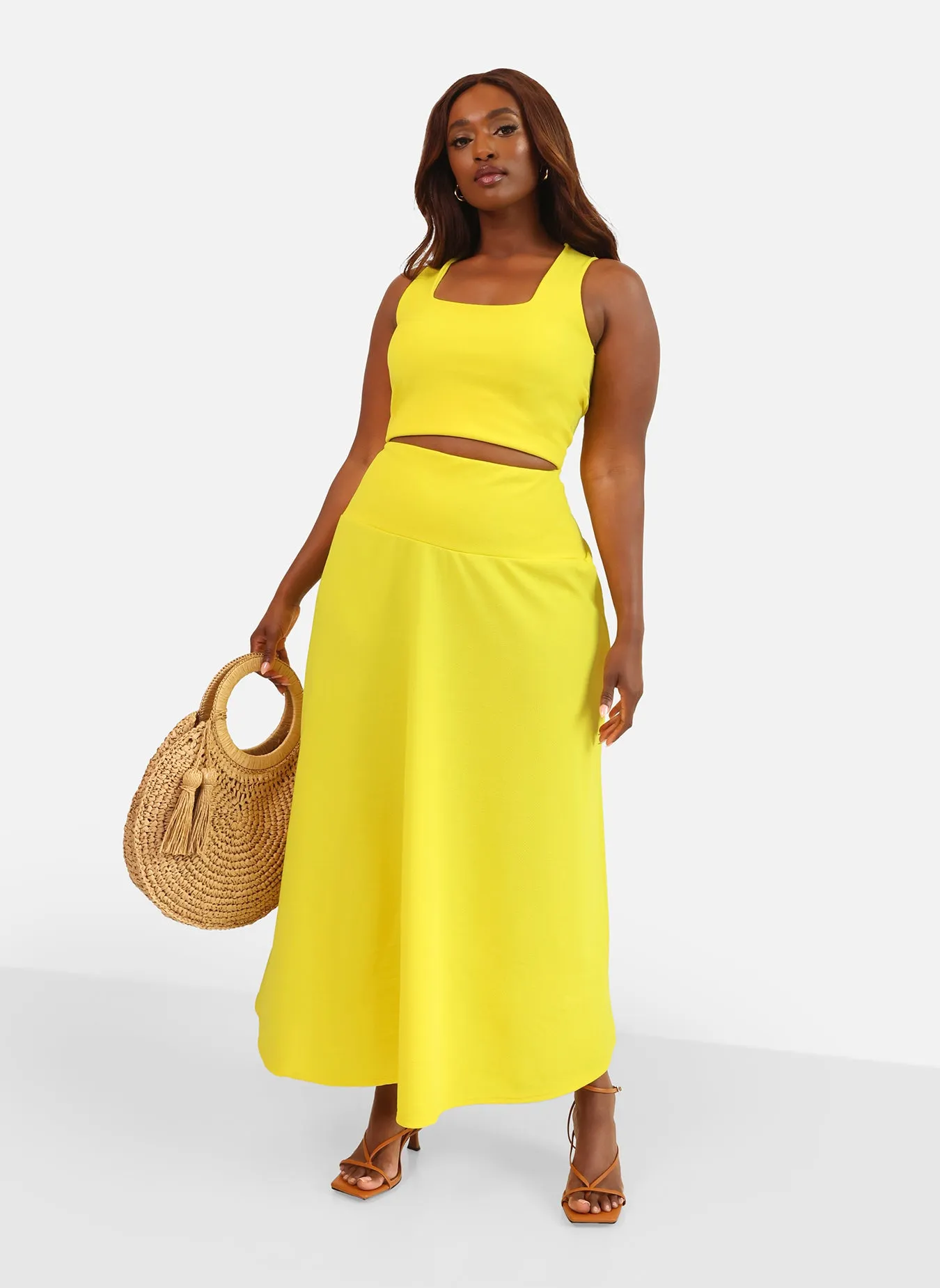 High Shine Drop Waist A Line Ponte Maxi Skirt sold by Rebdolls product image thumbnail 5