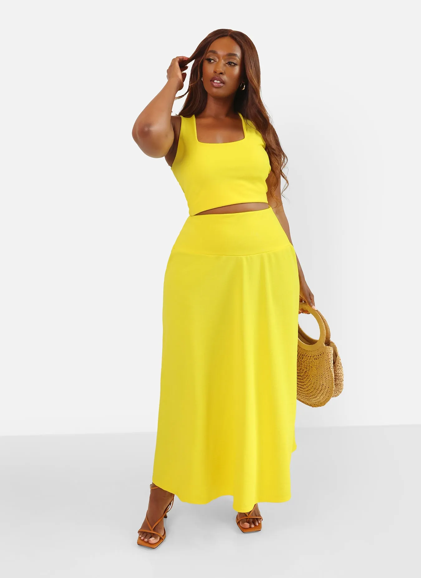 High Shine Drop Waist A Line Ponte Maxi Skirt sold by Rebdolls