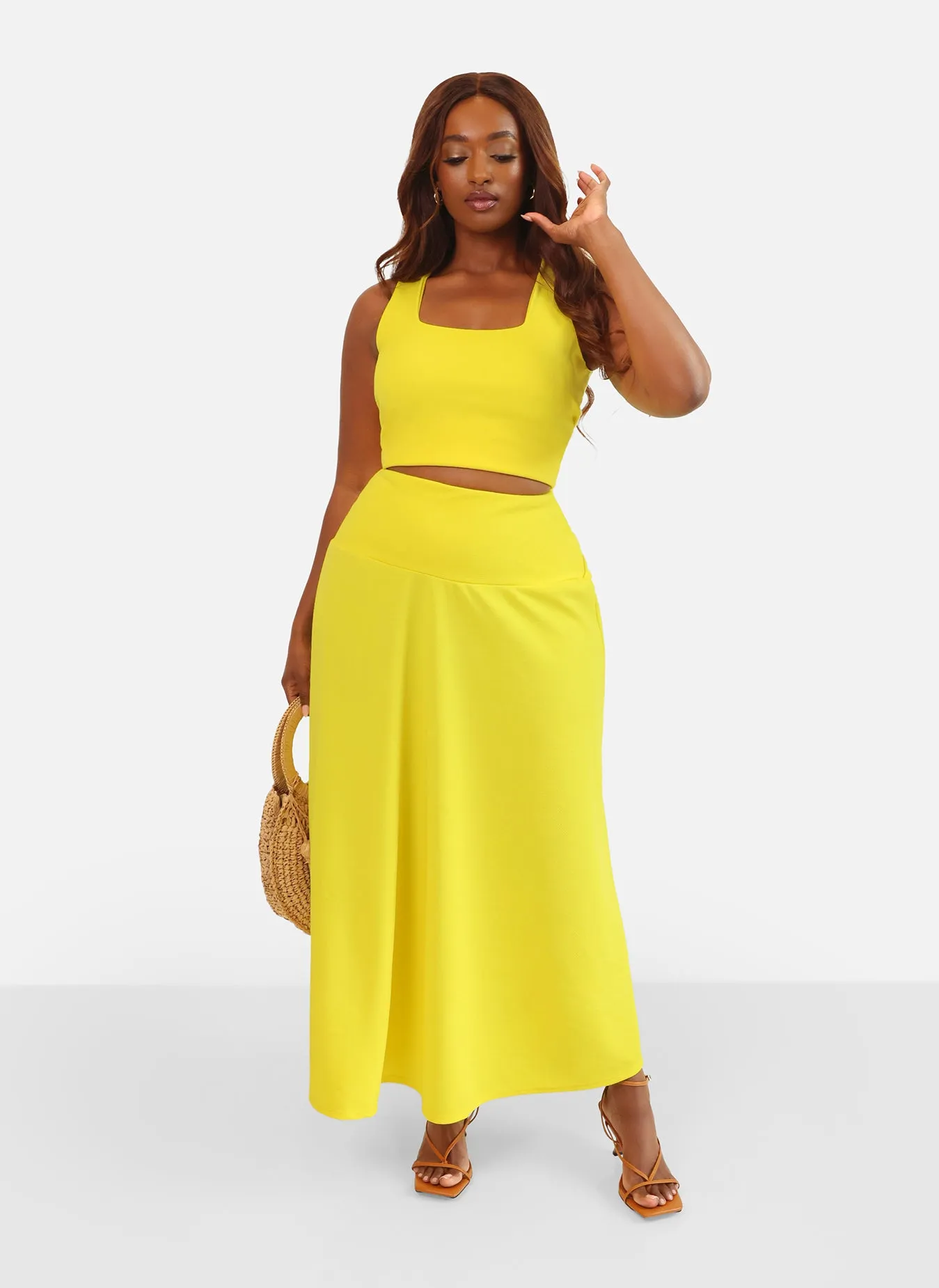 High Shine Drop Waist A Line Ponte Maxi Skirt sold by Rebdolls product image thumbnail 4