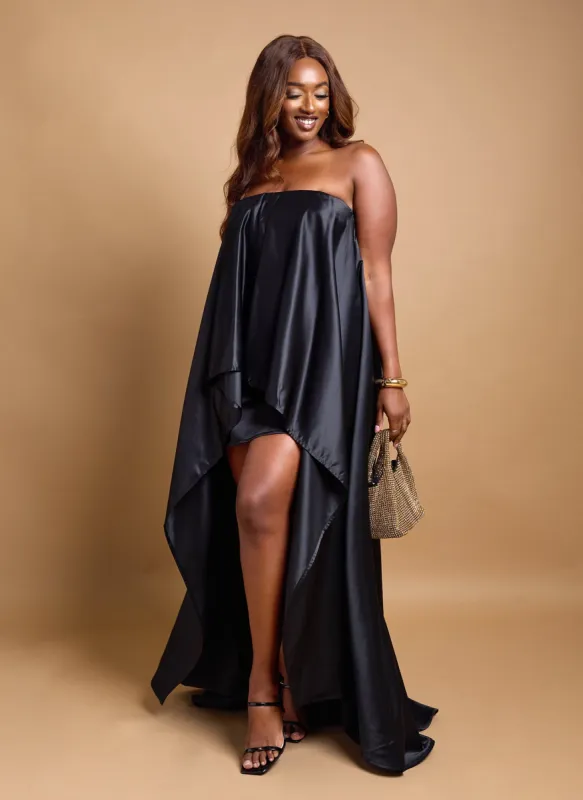 Adrienne Hi Lo Maxi Shift Dress W. Train sold by Rebdolls