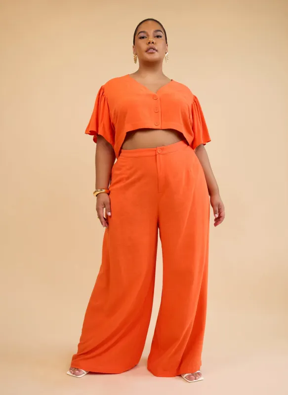 Leticia Linen Wide Leg Pants - Burnt Orange sold by Rebdolls