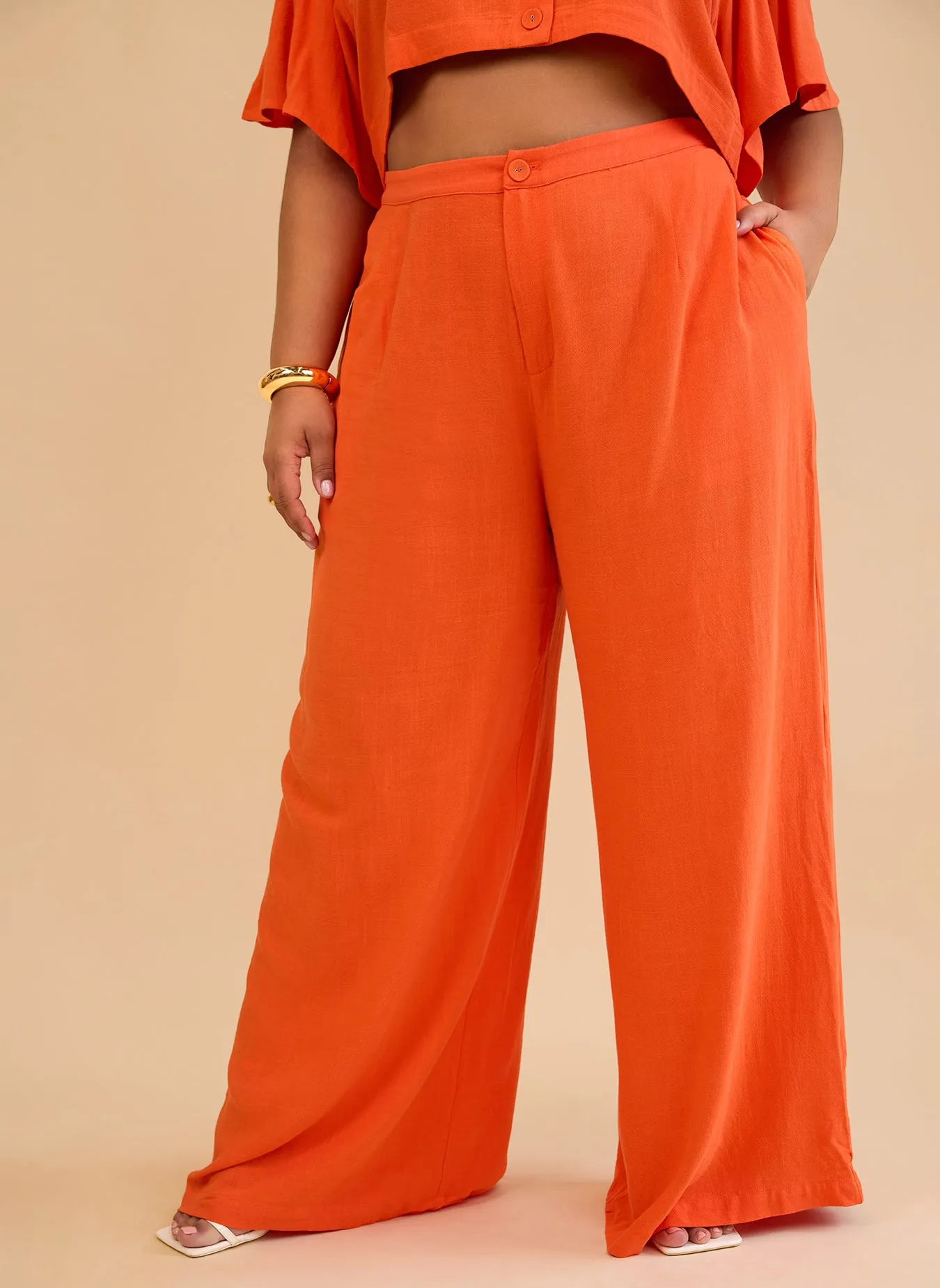 Leticia Linen Wide Leg Pants - Burnt Orange sold by Rebdolls product image thumbnail 3