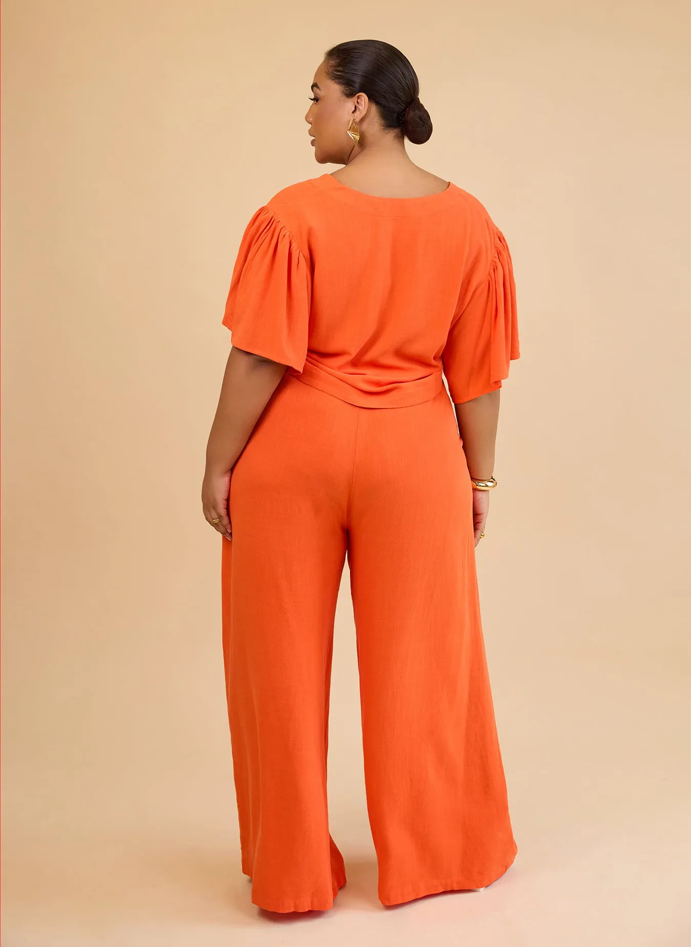 Leticia Linen Wide Leg Pants - Burnt Orange sold by Rebdolls product image thumbnail 4