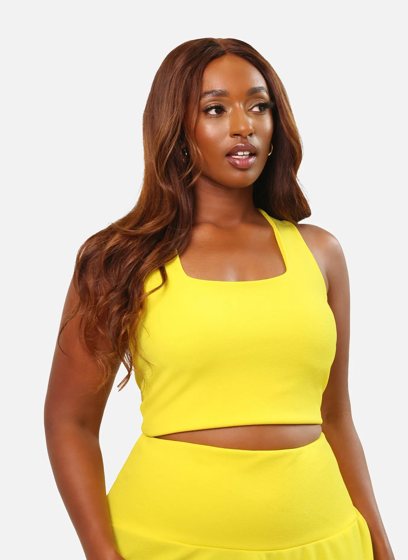 High Shine Squared Neck Ponte Crop Top sold by Rebdolls product image thumbnail 5