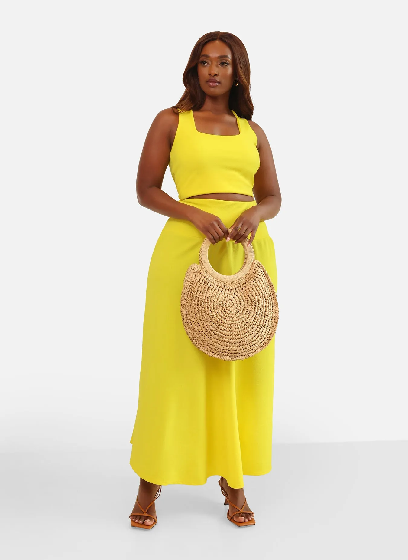 High Shine Squared Neck Ponte Crop Top sold by Rebdolls product image thumbnail 2