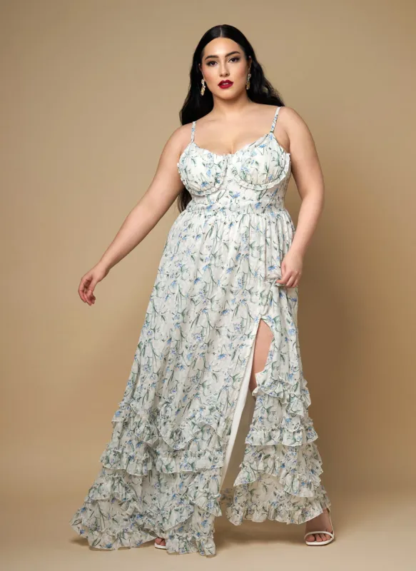 Hyacinth Floral Tiered Maxi Skater Dress sold by Rebdolls