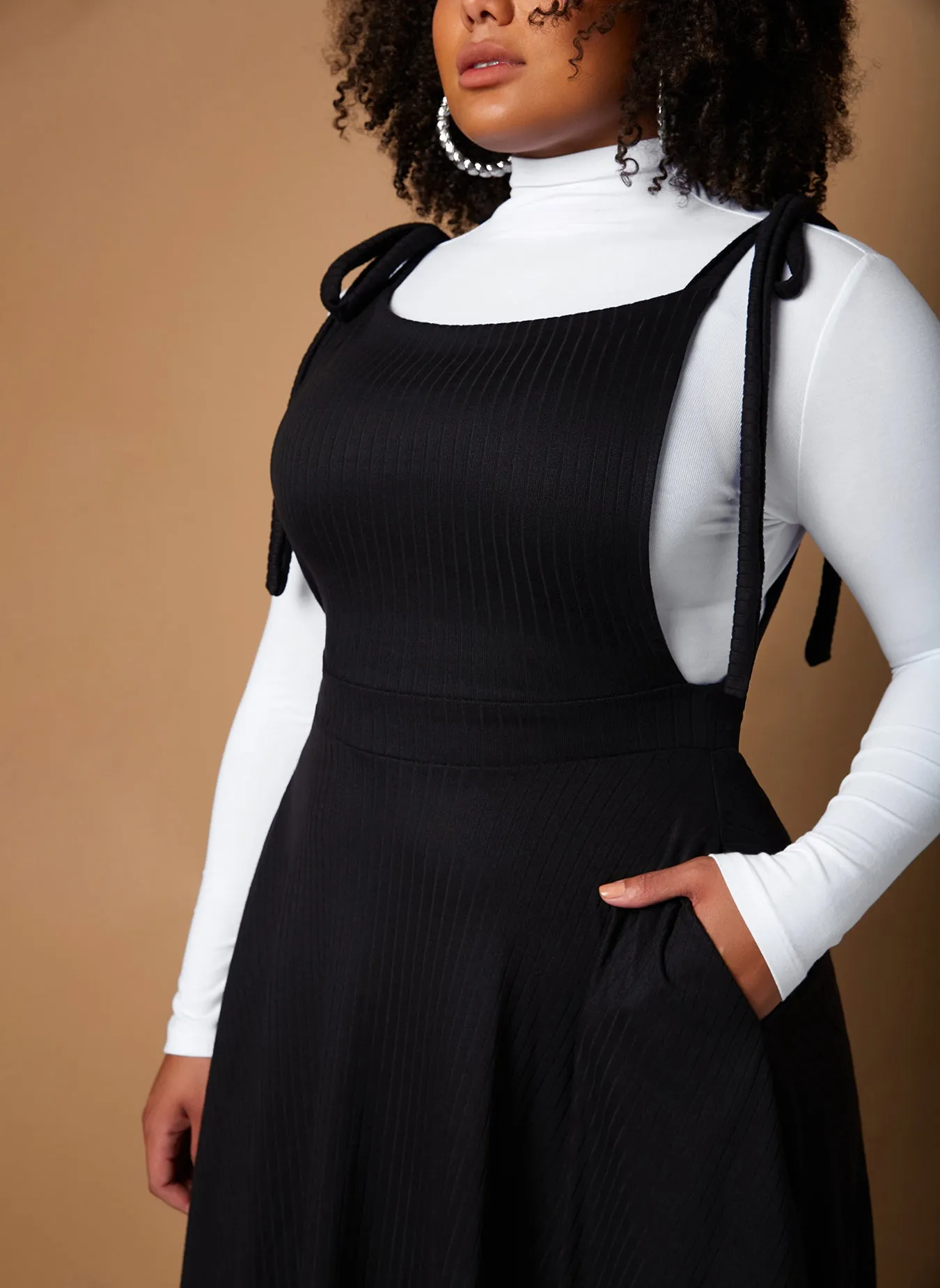 Hand It Over Ribbed Overall Skater Midi Dress W. Pockets sold by Rebdolls product image thumbnail 3