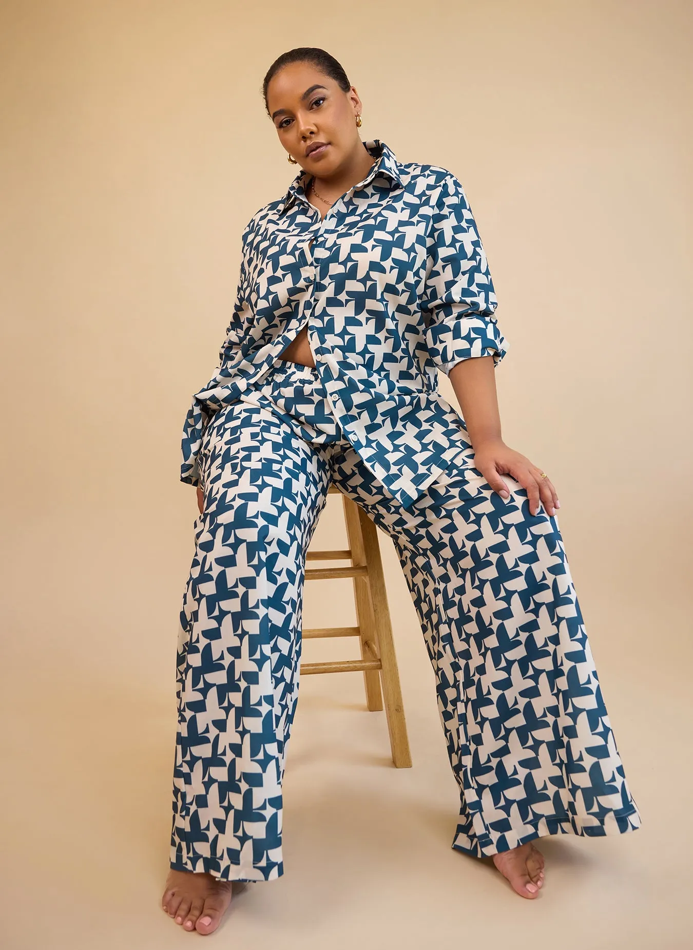 Quinta Abstract Print Wide Leg Pants W. Pockets sold by Rebdolls