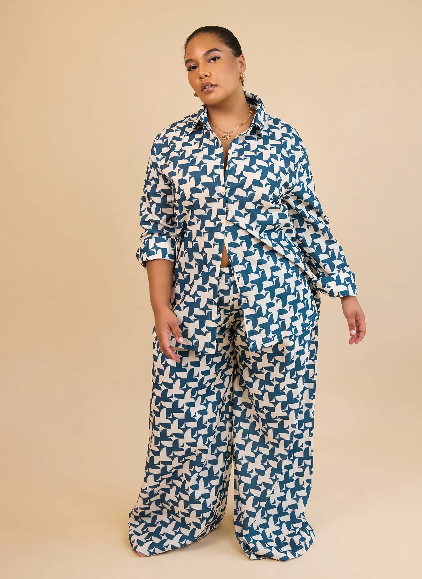 Quinta Abstract Print Wide Leg Pants W. Pockets sold by Rebdolls product image thumbnail 3