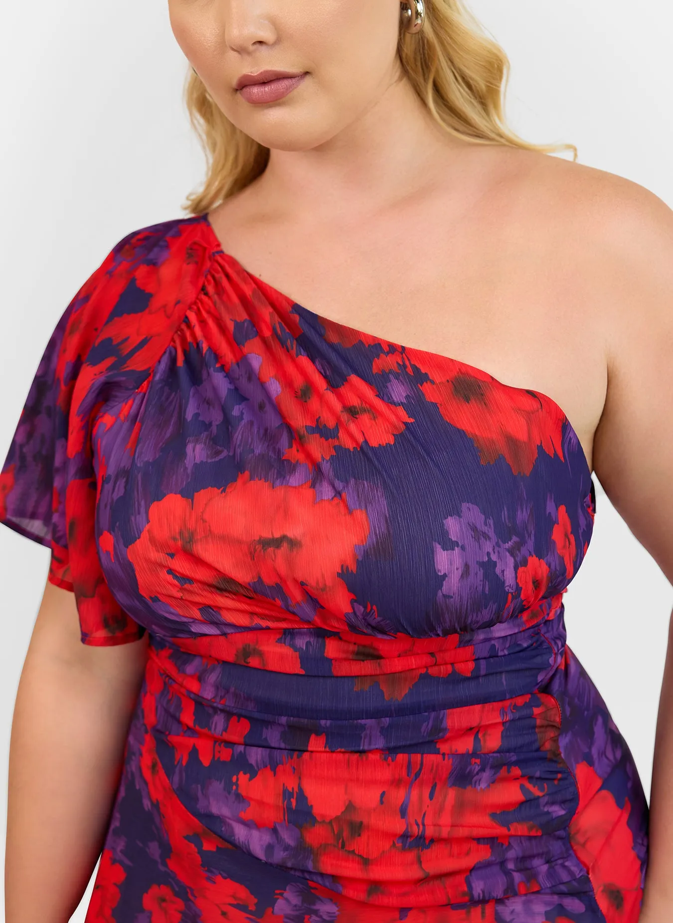 Aurora Floral One Shoulder Maxi A Line Dress sold by Rebdolls product image thumbnail 3