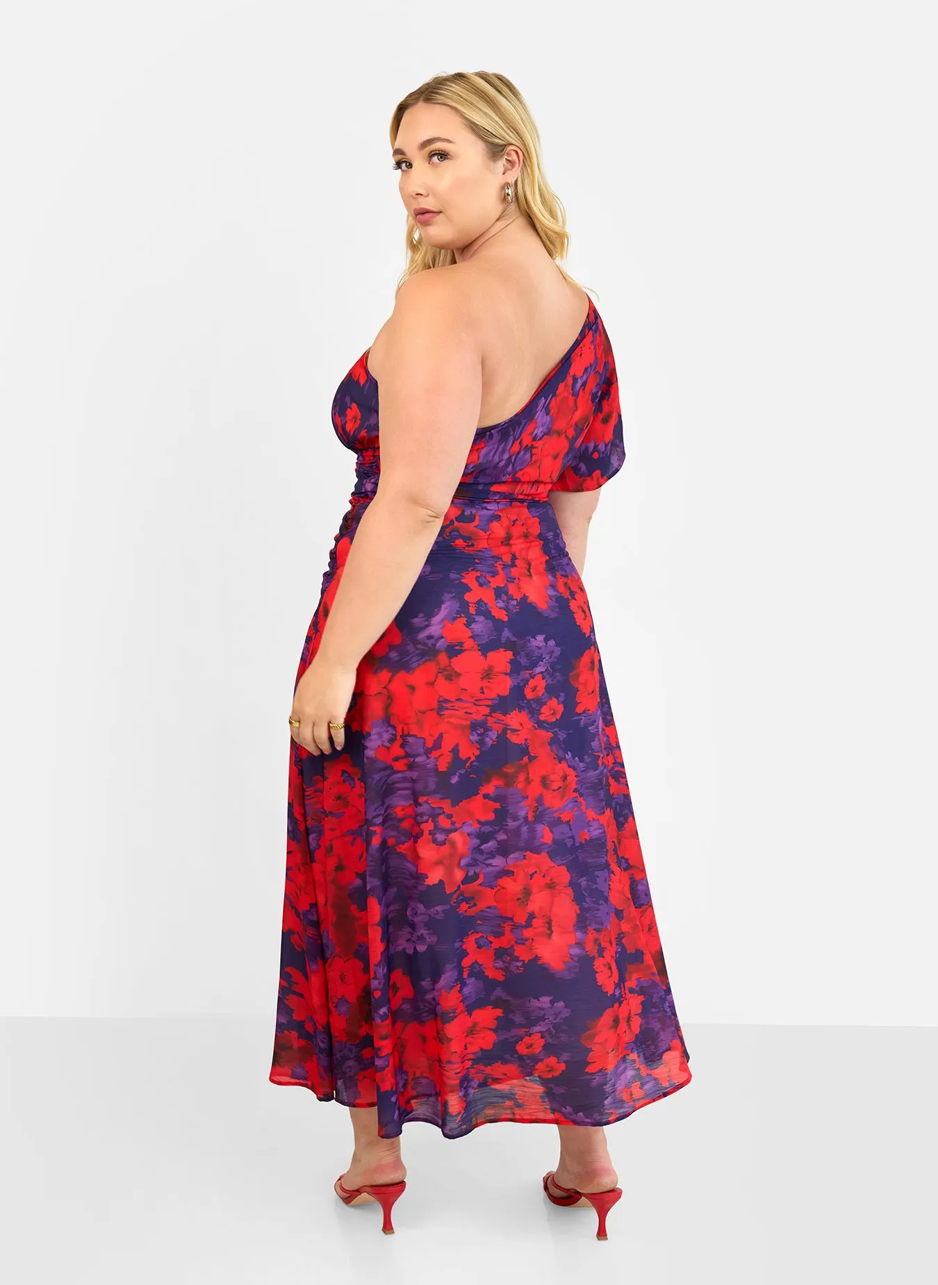 Aurora Floral One Shoulder Maxi A Line Dress sold by Rebdolls product image thumbnail 5