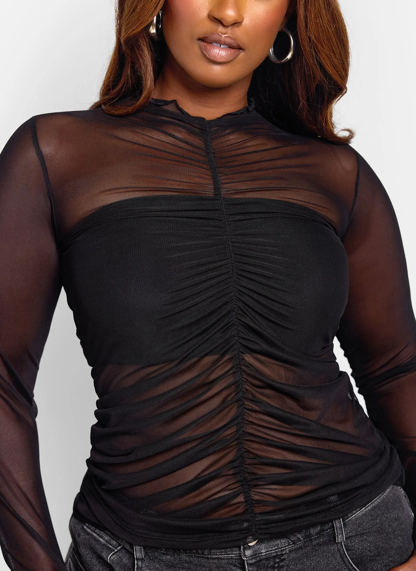 Gianna Ruched Mesh Top sold by Rebdolls product image thumbnail 3