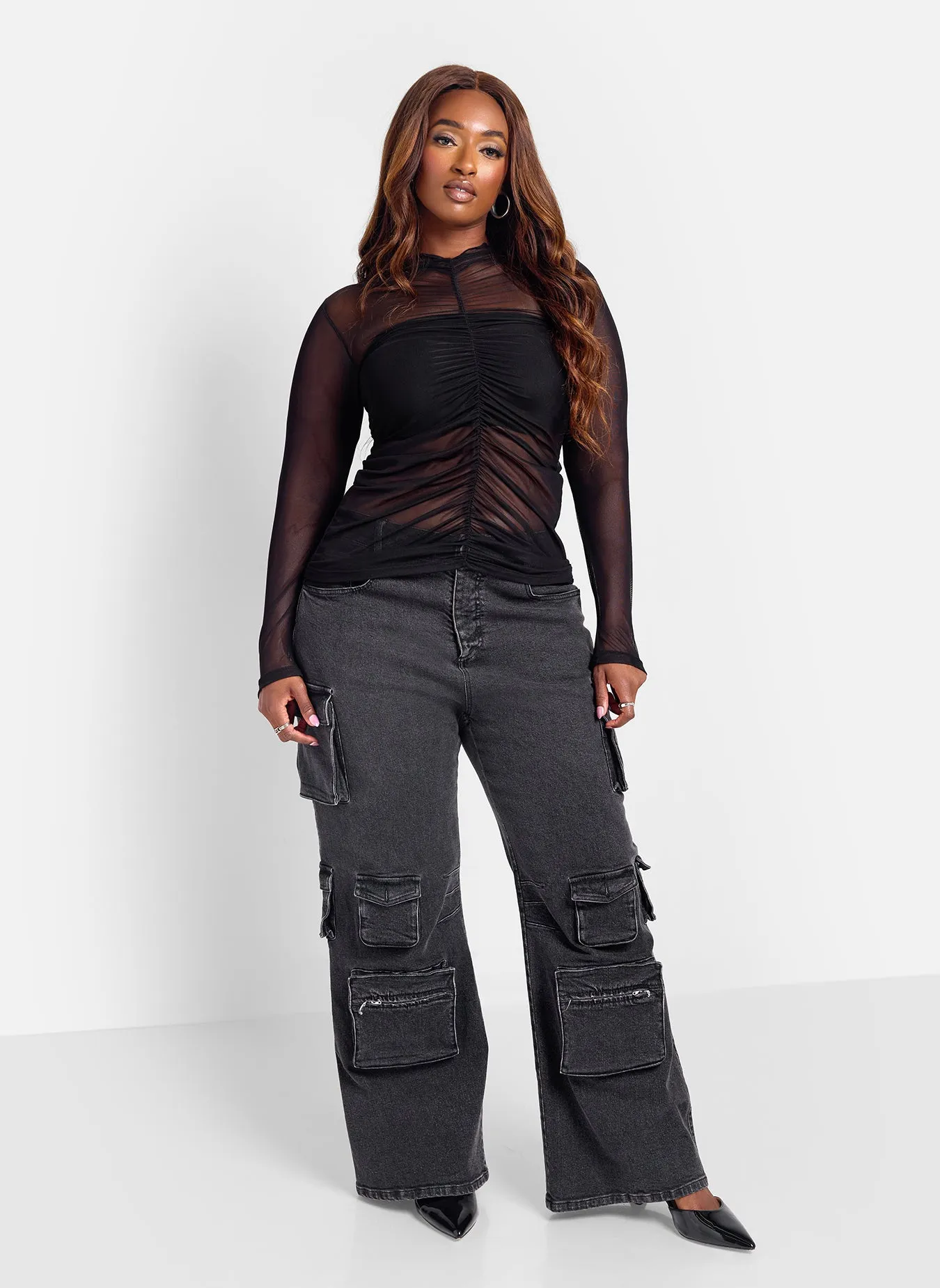 Gianna Ruched Mesh Top sold by Rebdolls product image thumbnail 2