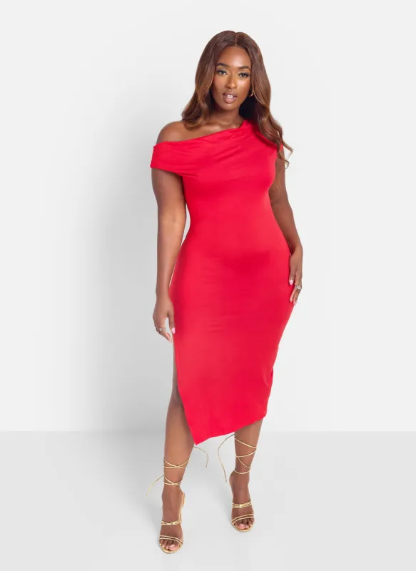 Maeve Over The Shoulder Bodycon Maxi Dress sold by Rebdolls