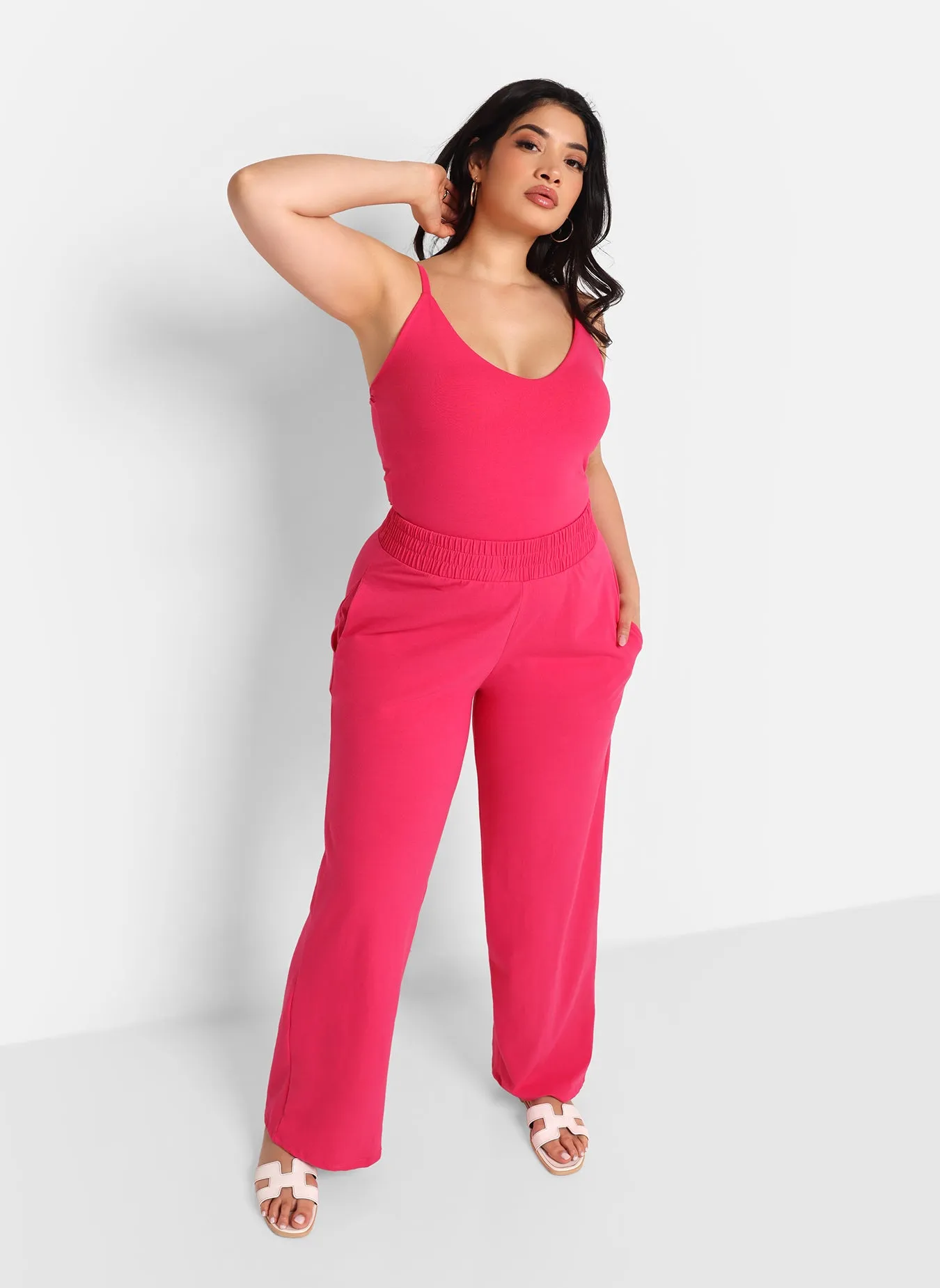 Essential Wide Leg Pants W. Pockets - Fuchsia sold by Rebdolls
