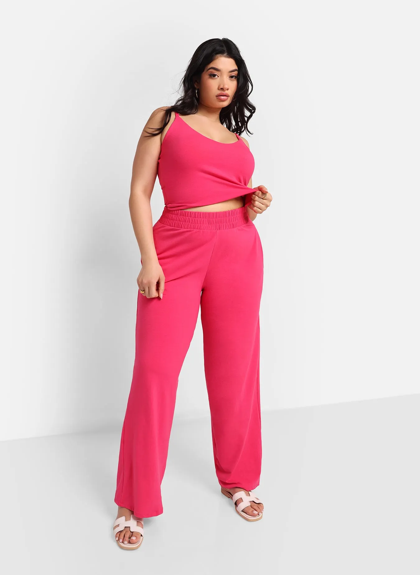 Essential Wide Leg Pants W. Pockets - Fuchsia sold by Rebdolls product image thumbnail 2
