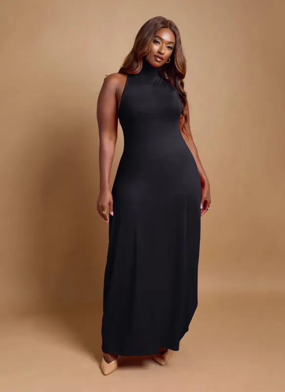 Kimmy Turtleneck Bodycon Maxi Dress - Black sold by Rebdolls
